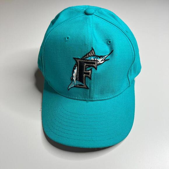 Vintage 90s Florida Marlins New Era 5950 Wool Fitted Cap 7 3/8 MLB Diamond USA - Picture 1 of 8